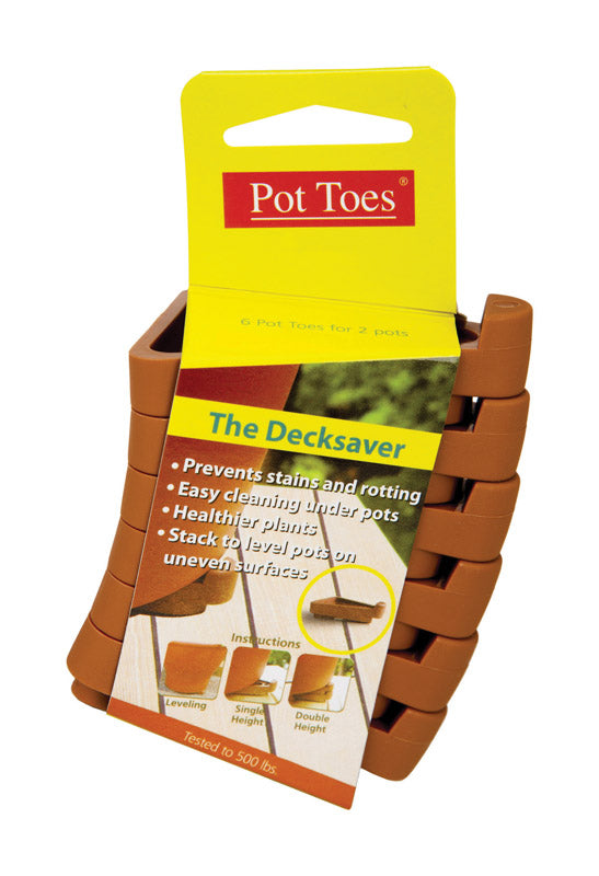 POT TOES - Pot Toes The Decksaver 1 in. H X 2 in. W X 3 in. D Plastic Planter Feet Terracotta
