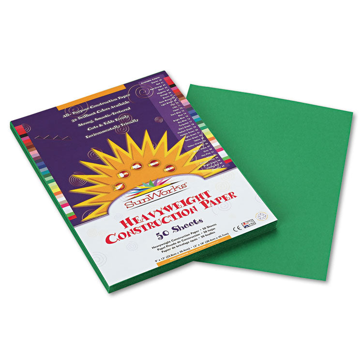 SunWorks - Construction Paper, 58 lb Text Weight, 9 x 12, Holiday Green, 50/Pack