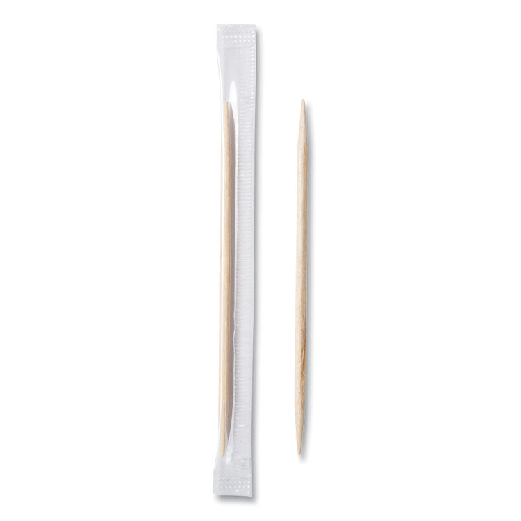 AmerCareRoyal - Mint Cello-Wrapped Wood Toothpicks, 2.5", Natural, 1,000/Box, 15 Boxes/Carton