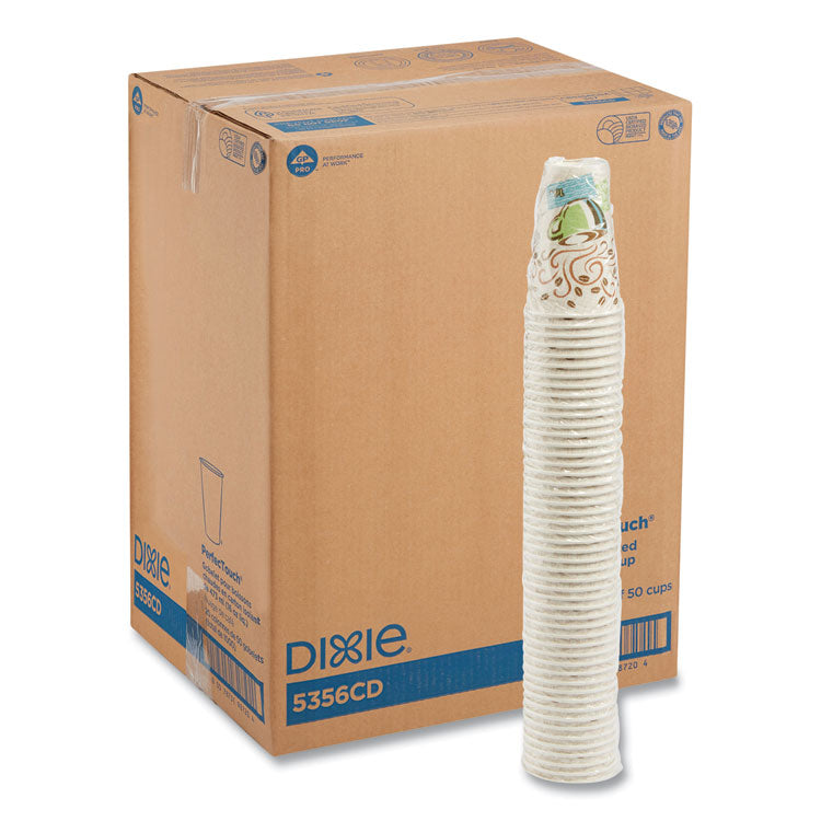 Dixie - PerfecTouch Paper Hot Cups, 16 oz, Coffee Haze Design, 50/Sleeve, 20 Sleeves/Carton