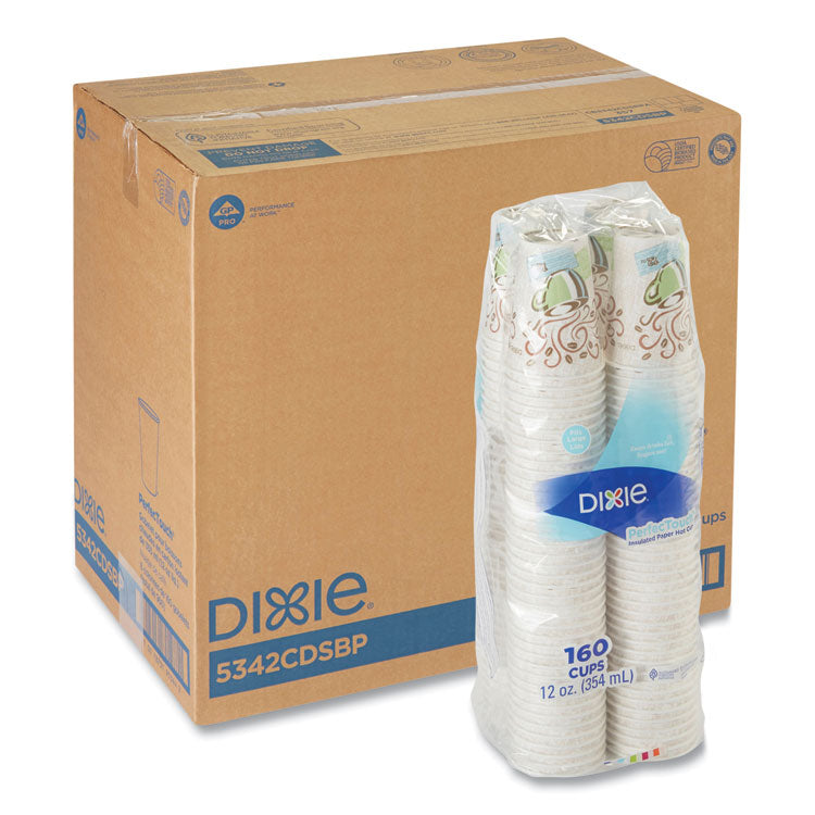 Dixie - PerfecTouch Paper Hot Cups, 12 oz, Coffee Haze Design, 160/Pack, 6 Packs/Carton