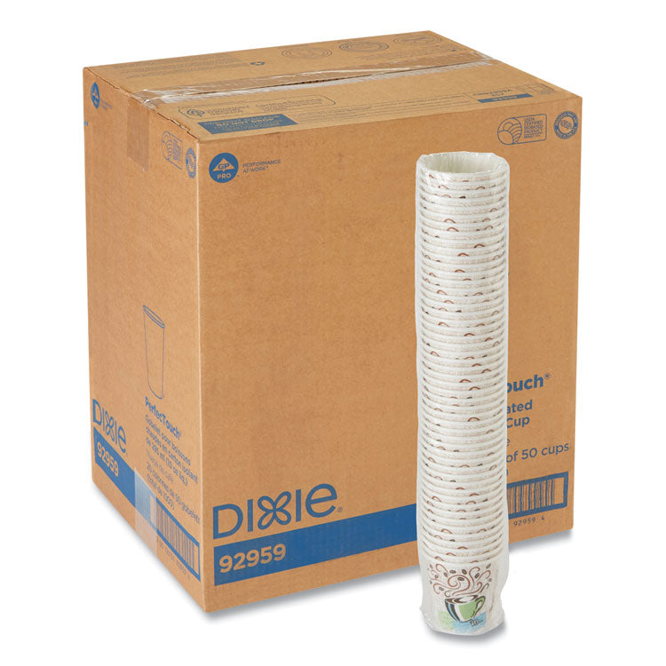 Dixie - PerfecTouch Paper Hot Cups, 10 oz, Coffee Haze Design, 50 Sleeve, 20 Sleeves/Carton
