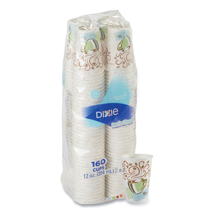 Dixie - PerfecTouch Paper Hot Cups, 12 oz, Coffee Haze Design, 160/Pack