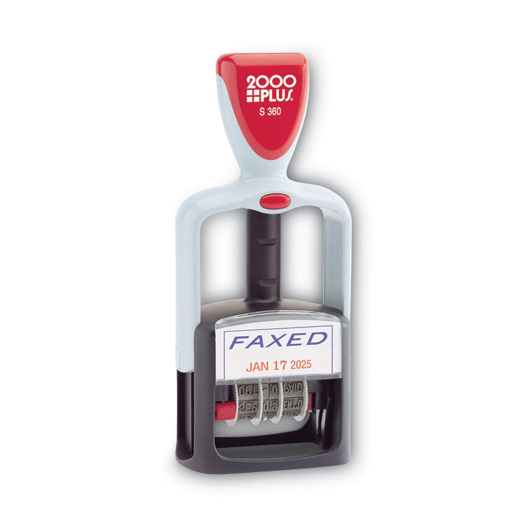 COSCO 2000PLUS - Model S 360 Two-Color Message Dater, 1.75 x 1, "Faxed," Self-Inking, Blue/Red