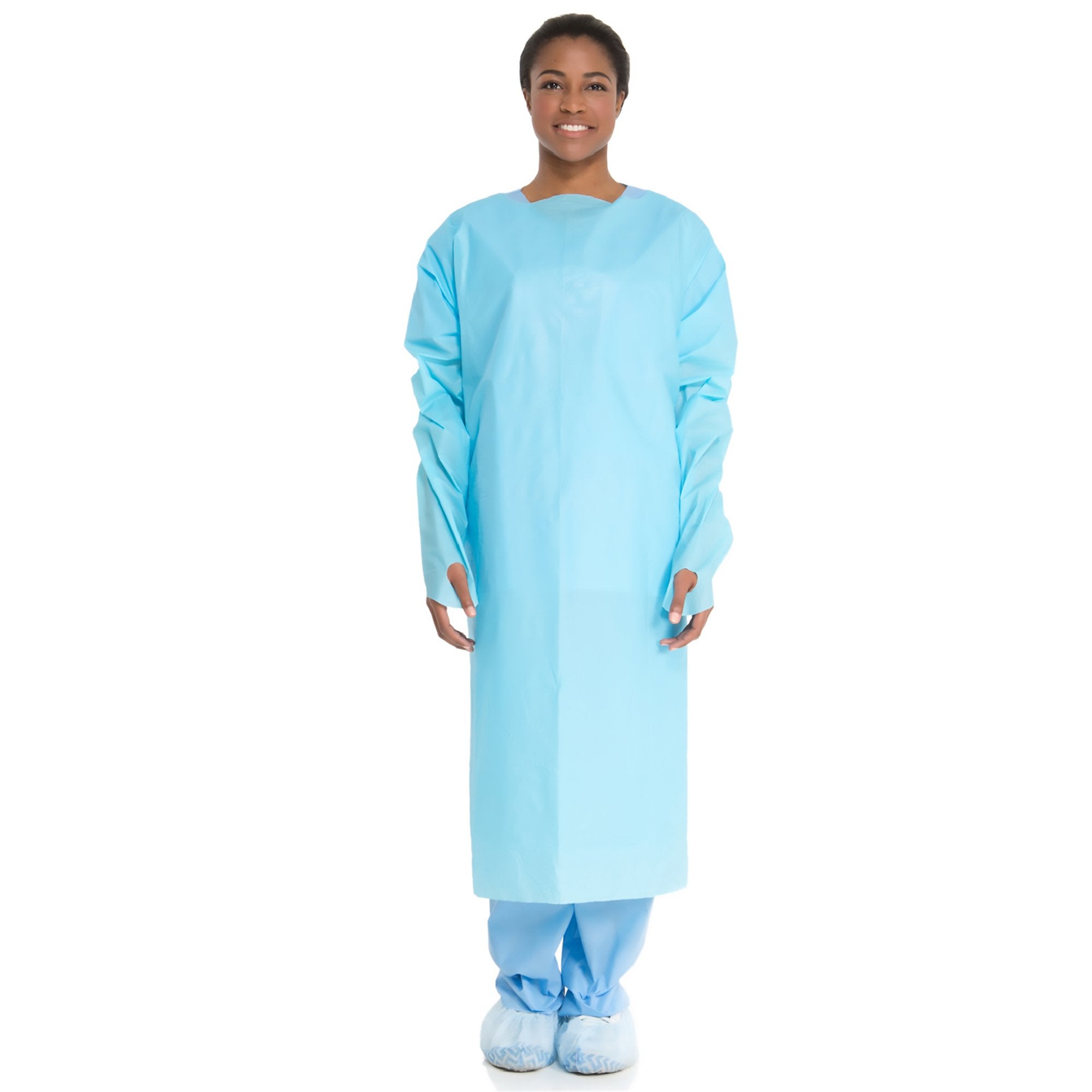 O&M Halyard Inc - Protective Procedure Gown Halyard One Size Fits Most Blue NonSterile ASTM F1671 Disposable [15/BX]