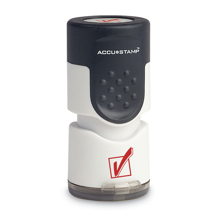 ACCUSTAMP - Pre-Inked Round Stamp, Check Mark, 0.63" dia, Red