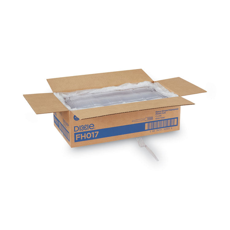 Dixie - Plastic Cutlery, Forks, Heavyweight, Clear, 1,000/Carton