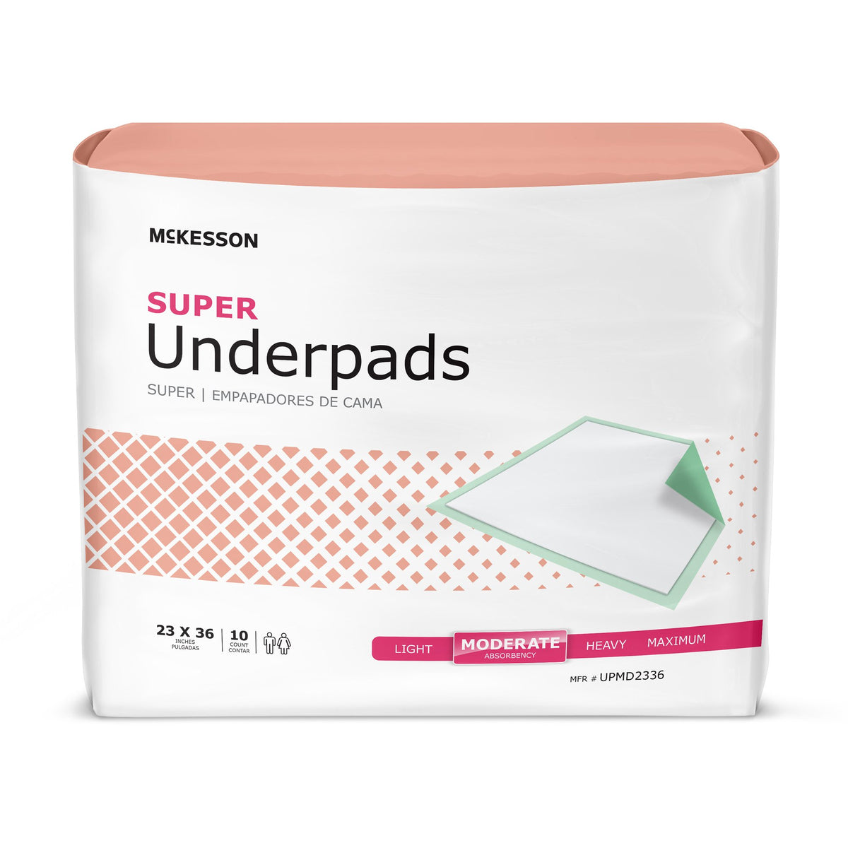 McKesson Brand - Disposable Underpad McKesson Super 23 X 36 Inch Fluff / Polymer Moderate Absorbency [10/BG]