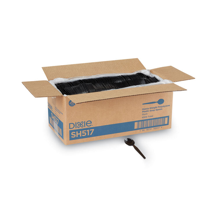 Dixie - Plastic Cutlery, Heavyweight Soup Spoons, 5 3/4", Black, 1,000/Carton