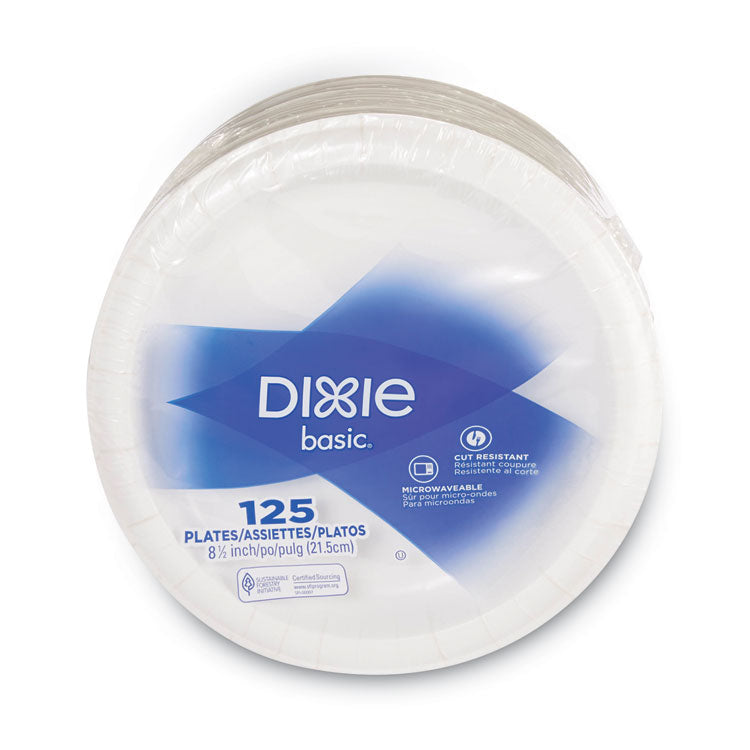 Dixie - Paper Dinnerware, Plates, White, 8.5" dia, 125/Pack