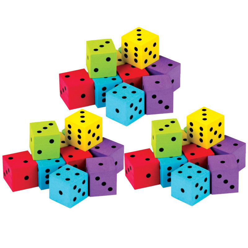 TEACHER CREATED RESOURCES - Foam Colorful Dice, 20 Per Pack, 3 Packs