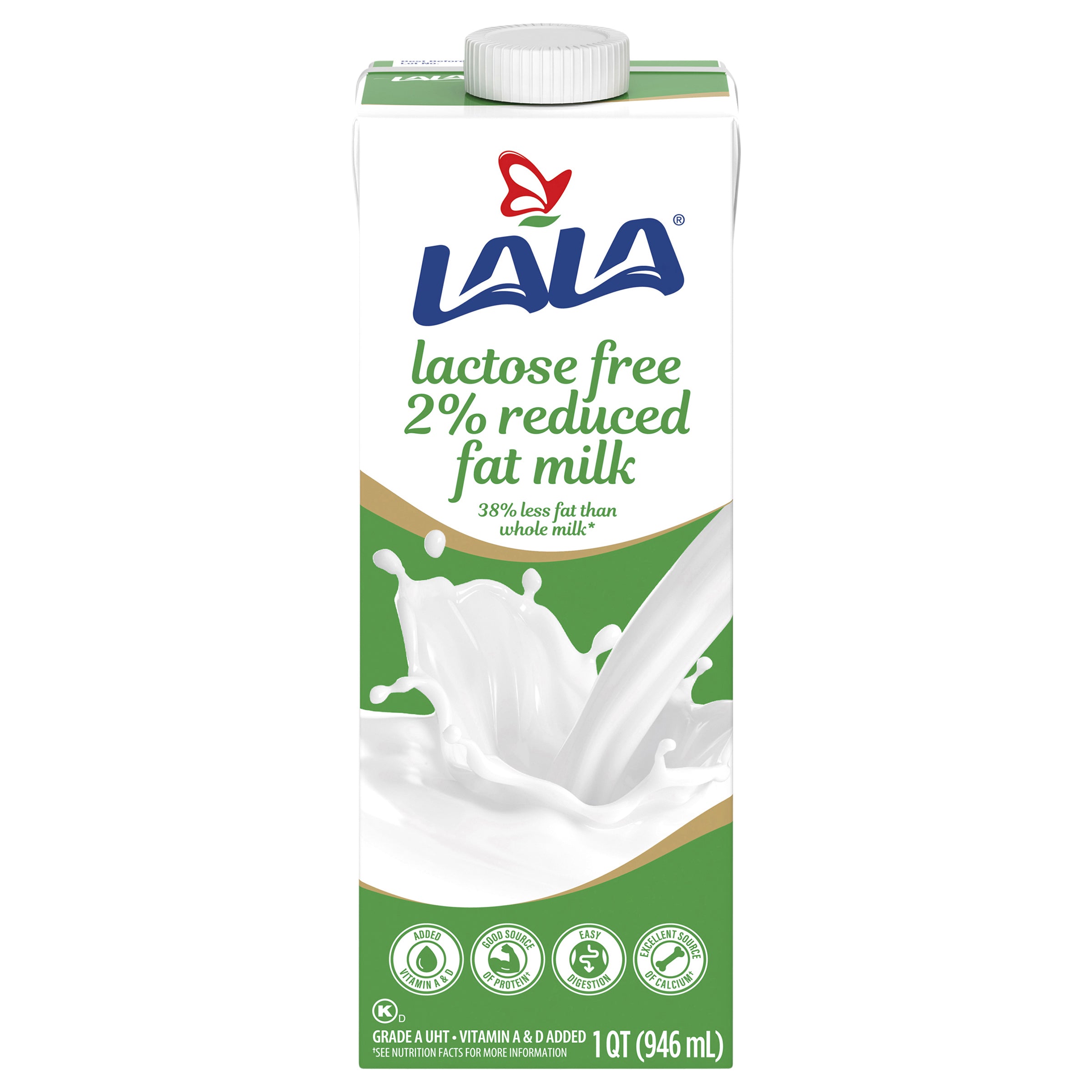 Lala 2% Reduced Fat Lactose Free Milk 1 pt - Case of 12