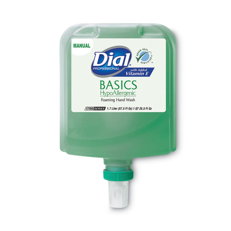 Dial Professional - Basics Hypoallergenic Foaming Hand Wash Refill for Dial 1700 Dispenser, Honeysuckle, with Vitamin E, 1.7 L, 3/Carton (7416191)