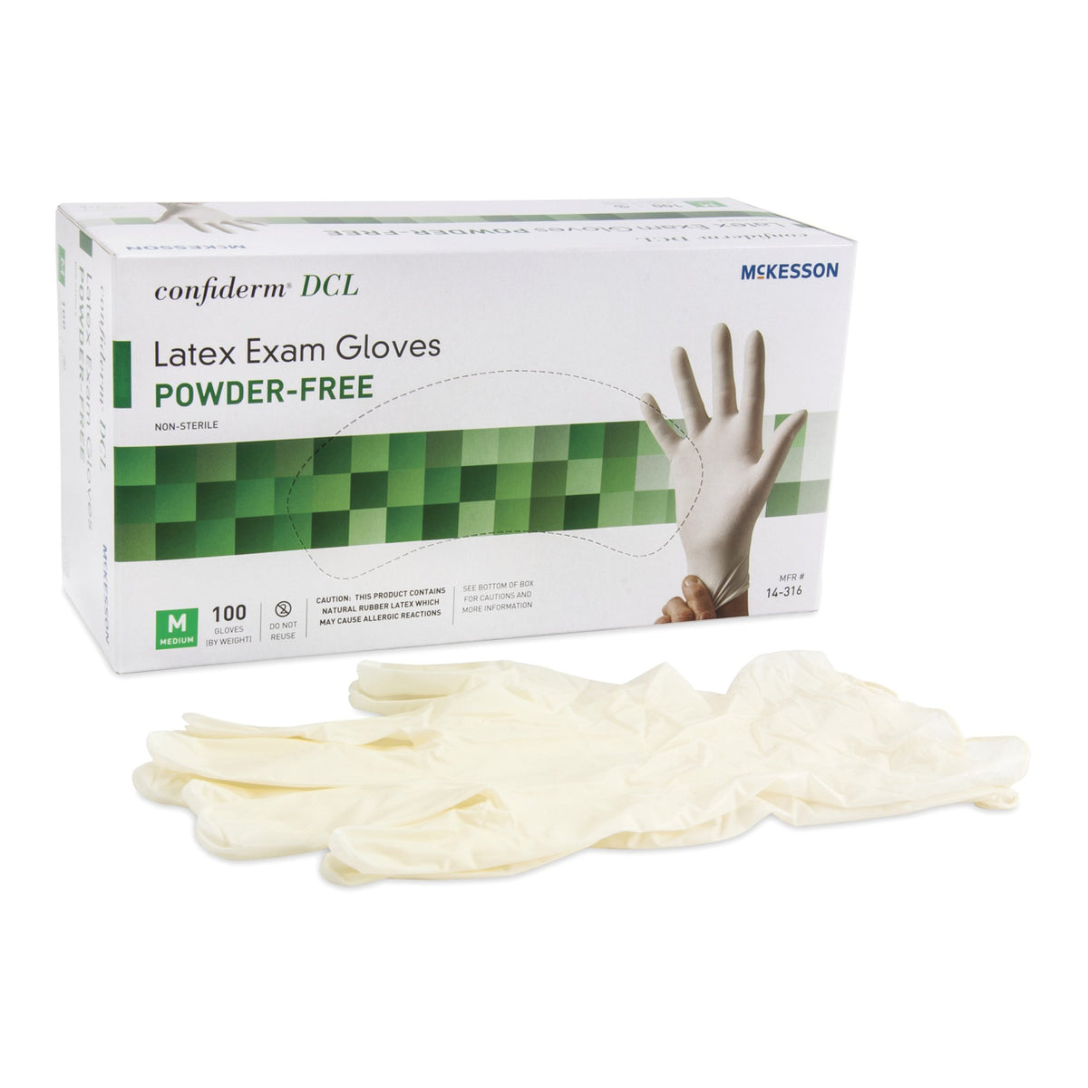 McKesson Brand - Exam Glove McKesson Confiderm® Medium NonSterile Latex Standard Cuff Length Smooth Ivory Not Rated [100/BX]