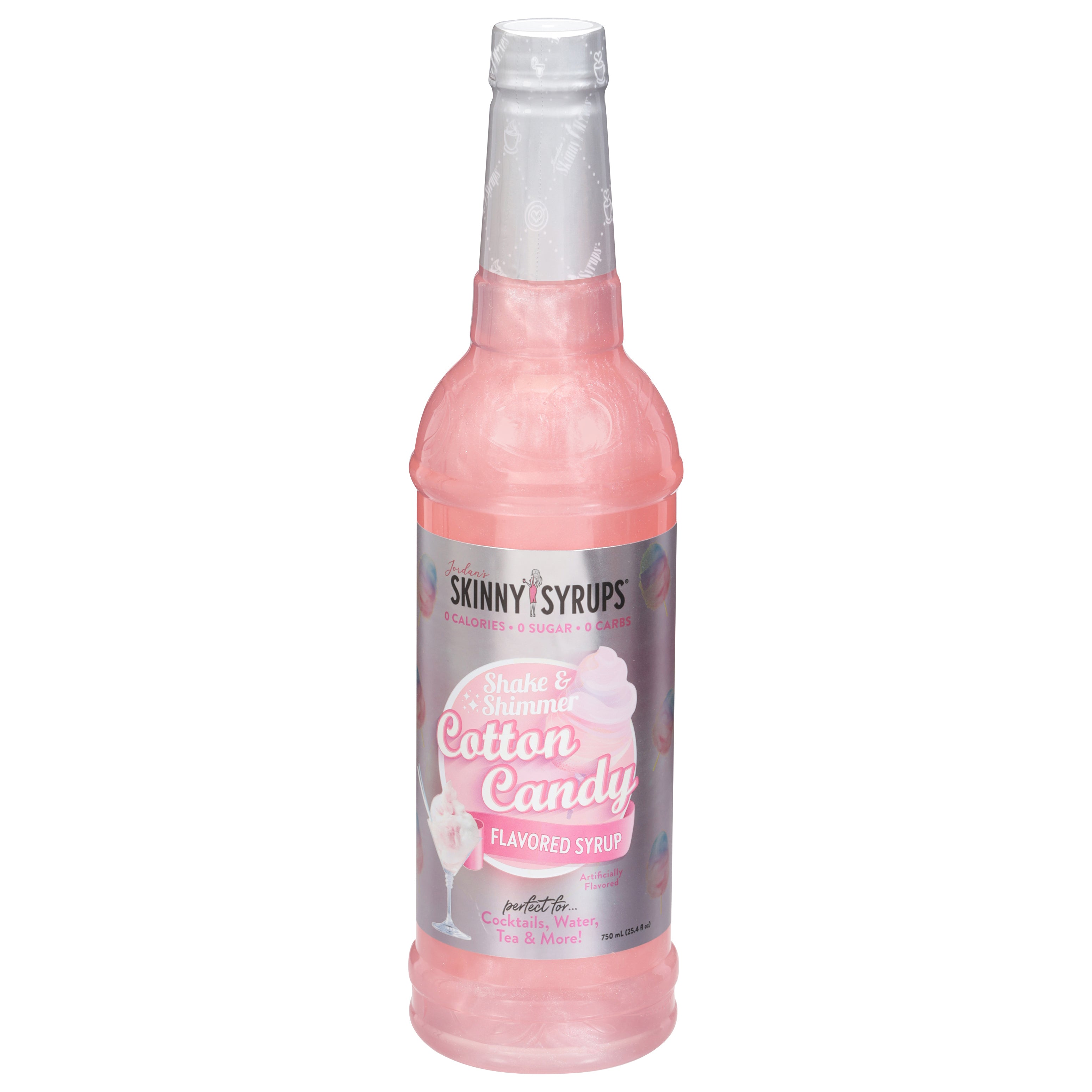 Jordan's Skinny Syrups Shake & Shimmer Cotton Candy Flavored Syrup 25.4 fl oz - Case of 6