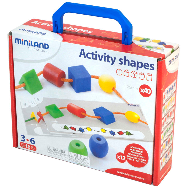 MINILAND EDUCATIONAL - Activity Shapes, Giant Beads and Laces Set