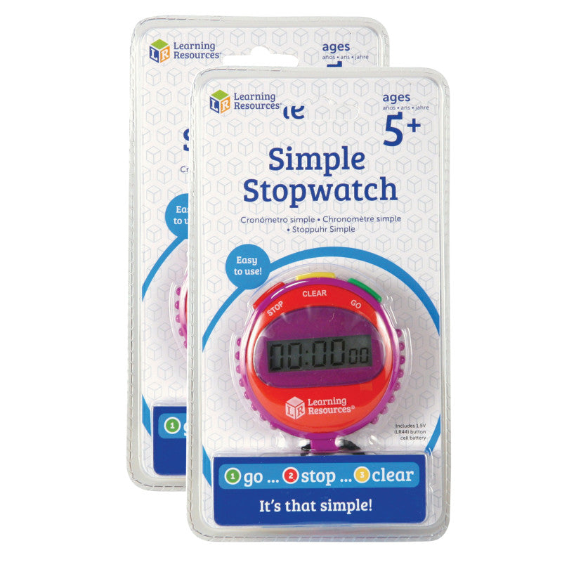 LEARNING RESOURCES - Simple Stopwatch, Assorted Colors, Pack of 2