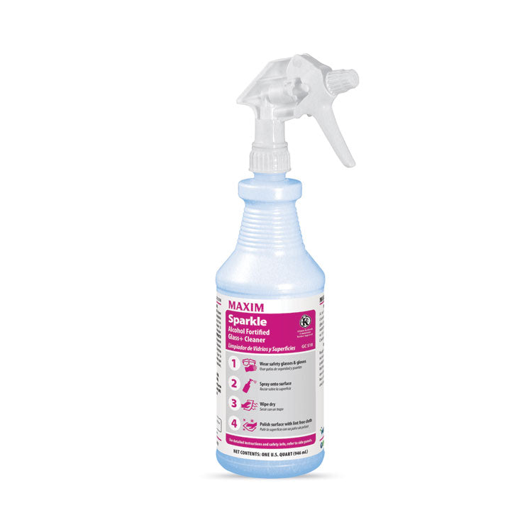 Maxim - RTU Sparkle Glass Cleaner, Safe-to-Ship, 32 oz Bottle, 6/Carton