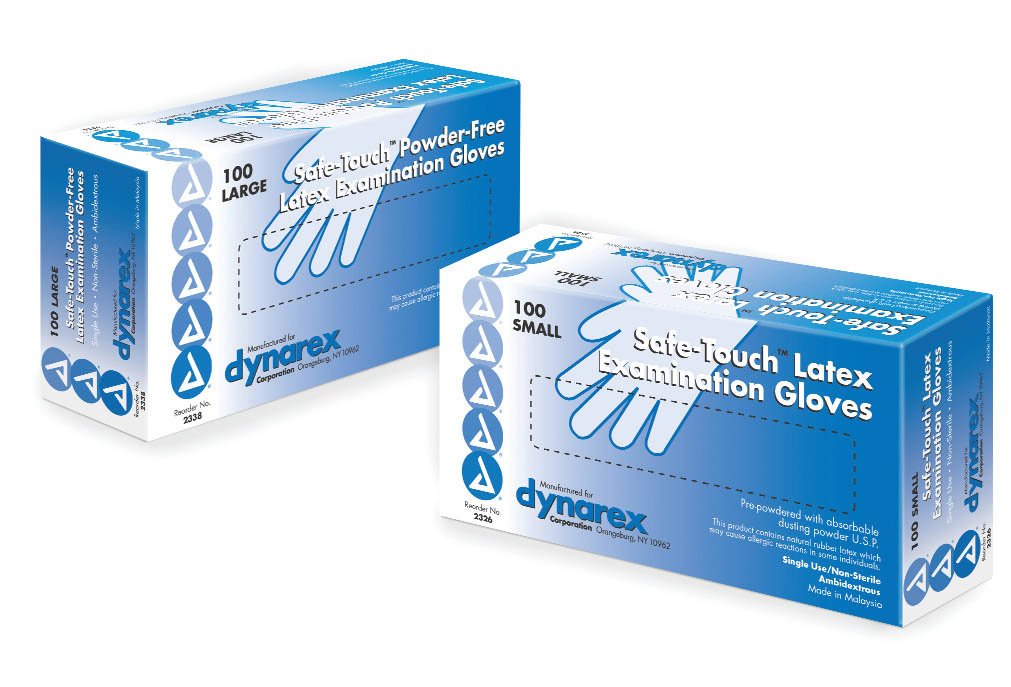 Dynarex - Exam Glove Safe-Touch™ Small NonSterile Latex Standard Cuff Length Textured Fingertips Ivory Not Rated [10/CS]
