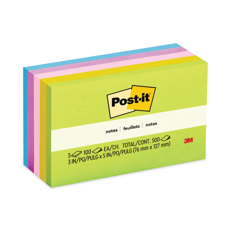 Post-it Notes - Original Pads in Floral Fantasy Collection Colors, 3" x 5", 100 Sheets/Pad, 5 Pads/Pack