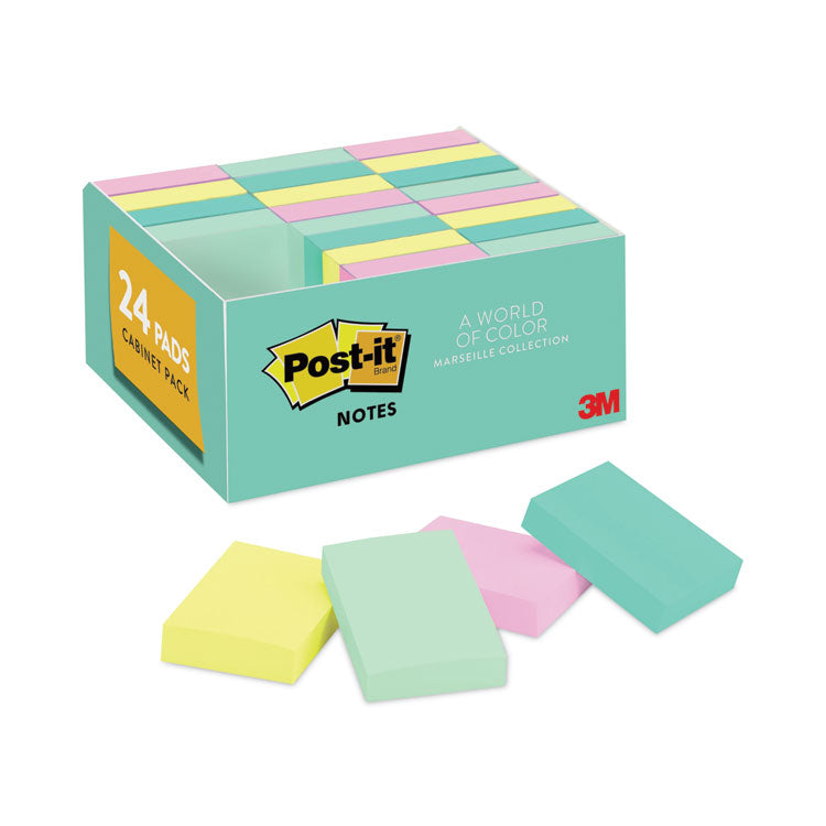 Post-it Notes - Original Pads in Beachside Cafe Collection Colors, Value Pack, 1.38" x 1.88", 100 Sheets/Pad, 24 Pads/Pack
