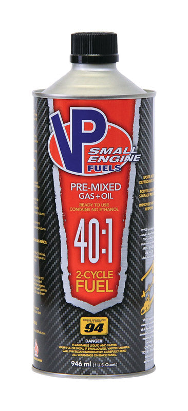 VP RACING FUELS - VP Racing Fuels Small Engine Ethanol-Free 2-Cycle 40:1 Pre-Mixed Fuel 1 qt - Case of 8
