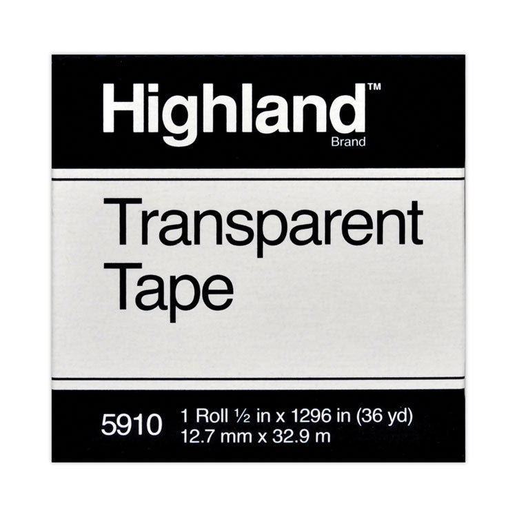 Highland - Transparent Tape, 1" Core, 0.5" x 36 yds, Clear