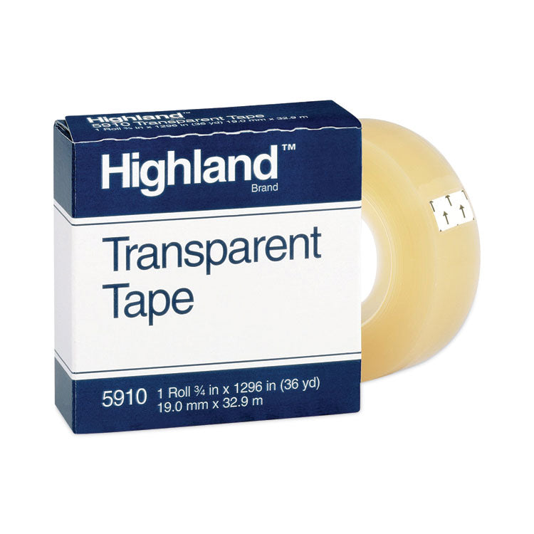 Highland - Transparent Tape, 1" Core, 0.75" x 36 yds, Clear