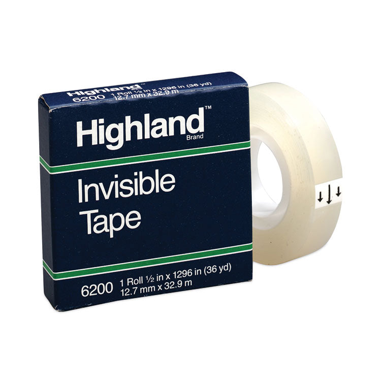 Highland - Invisible Permanent Mending Tape, 1" Core, 0.5" x 36 yds, Clear