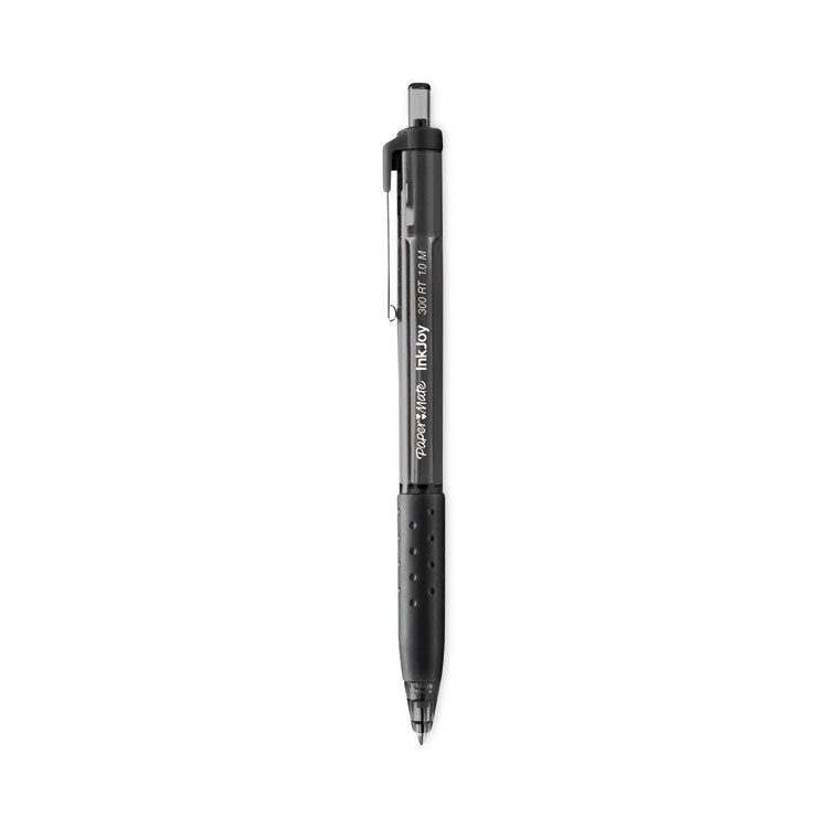 Paper Mate - InkJoy 300 RT Ballpoint Pen, Refillable, Retractable, Medium 1 mm, Black Ink, Smoke Barrel, 36/Box