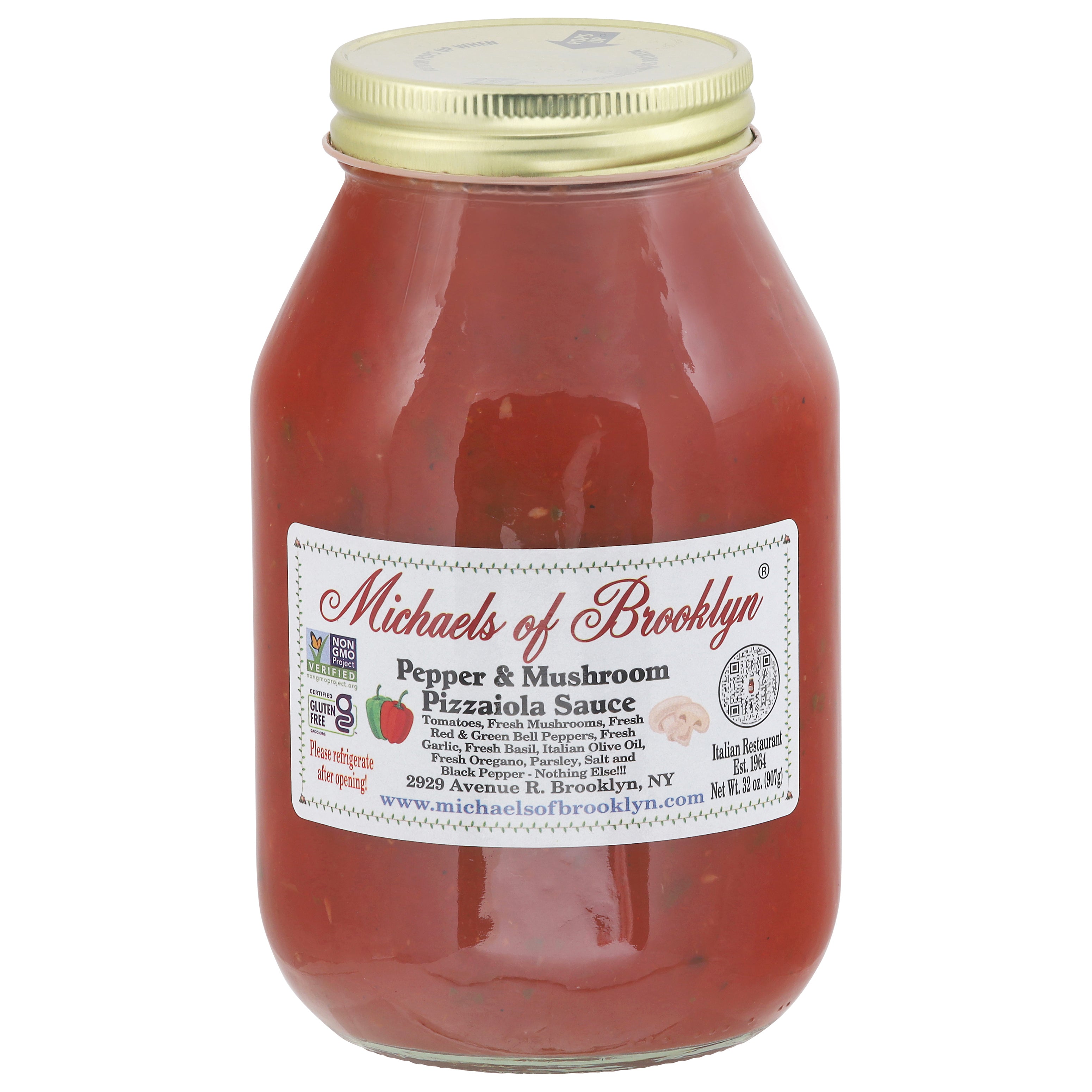 Michaels of Brooklyn Pepper & Mushroom Pizzaiola Sauce 32 oz - Case of 6