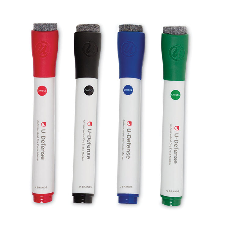 U Brands - U-Defense Antimicrobial Dry-Erase Markers, Medium Bullet Tip, Assorted Colors, 24/Pack
