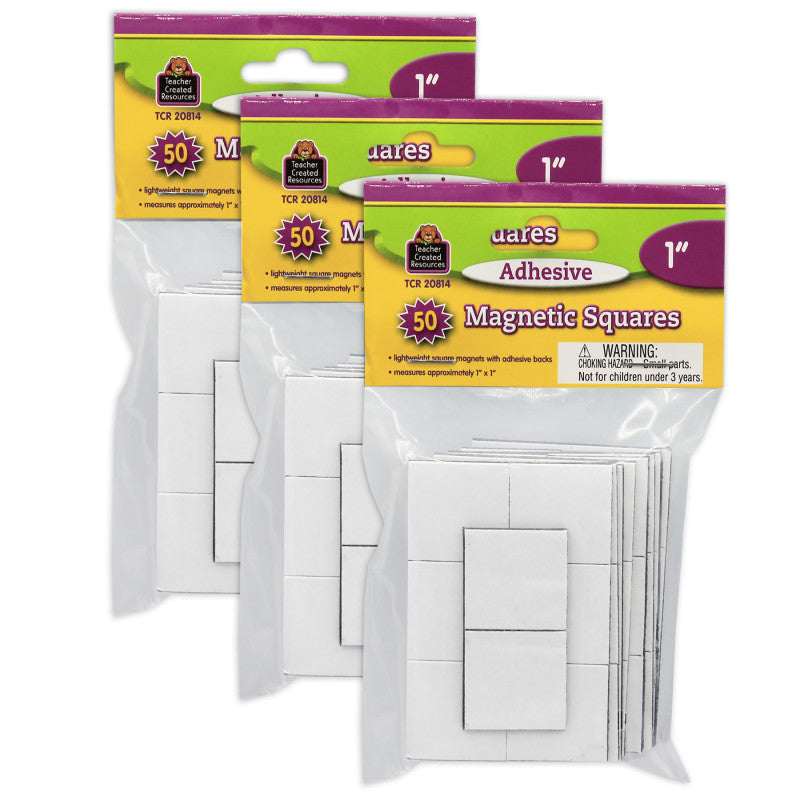 TEACHER CREATED RESOURCES - Adhesive Magnetic Squares, 1", 50 Per Pack, 3 Packs