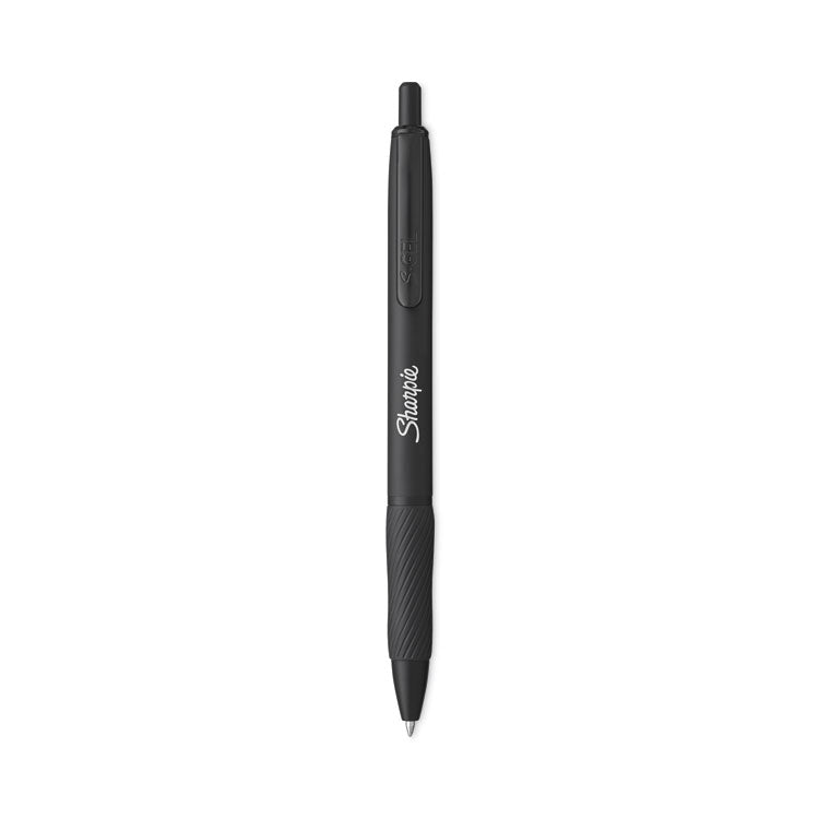Sharpie S-Gel - S-Gel Premium Metal Barrel Gel Pen, Retractable, Medium 0.7 mm, Black Ink, Black Barrel, Dozen