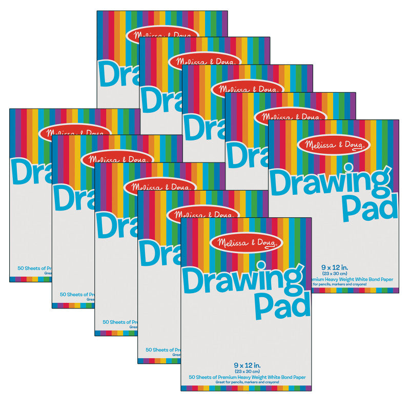 MELISSA & DOUG - Drawing Pad, 9" x 12", White, 50 Sheets, Pack of 10