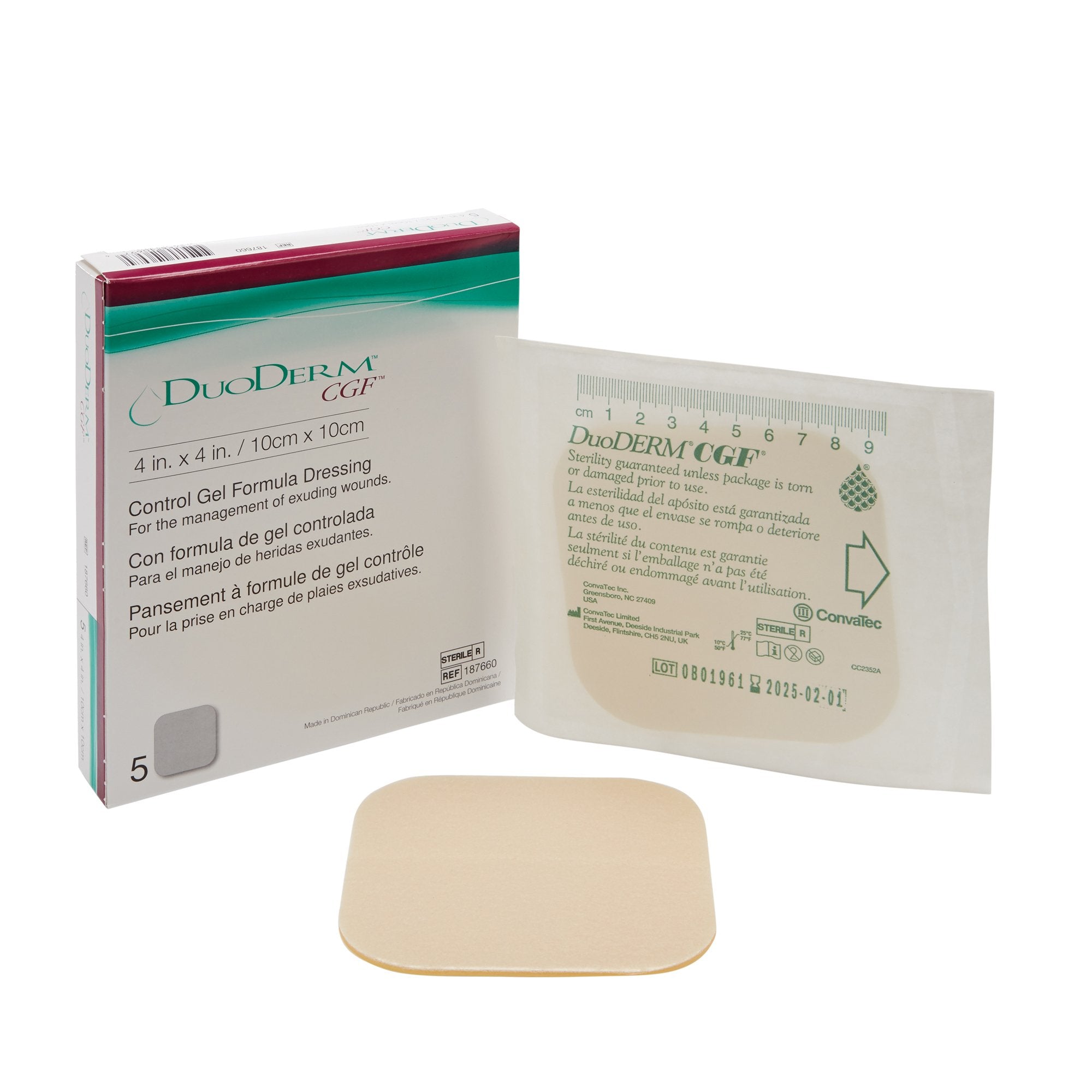 ConvaTec - Hydrocolloid Dressing DuoDERM® CGF® Foam Backing 4 X 4 Inch Square Hydrocolloid [5/BX]