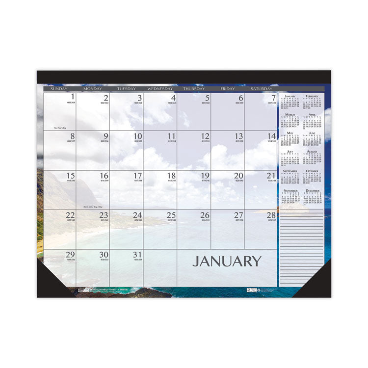 House of Doolittle - Recycled Earthscapes Desk Pad Calendar, Seascapes Photography, 18.5 x 13, Black Binding/Corners,12-Month (Jan to Dec): 2024