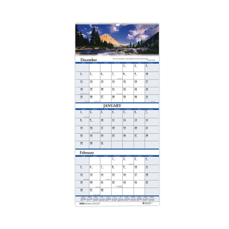 House of Doolittle - Earthscapes Recycled 3-Month Vertical Wall Calendar, Scenic Photography, 8 x 17, White Sheets, 14-Month (Dec-Jan): 2023-2025