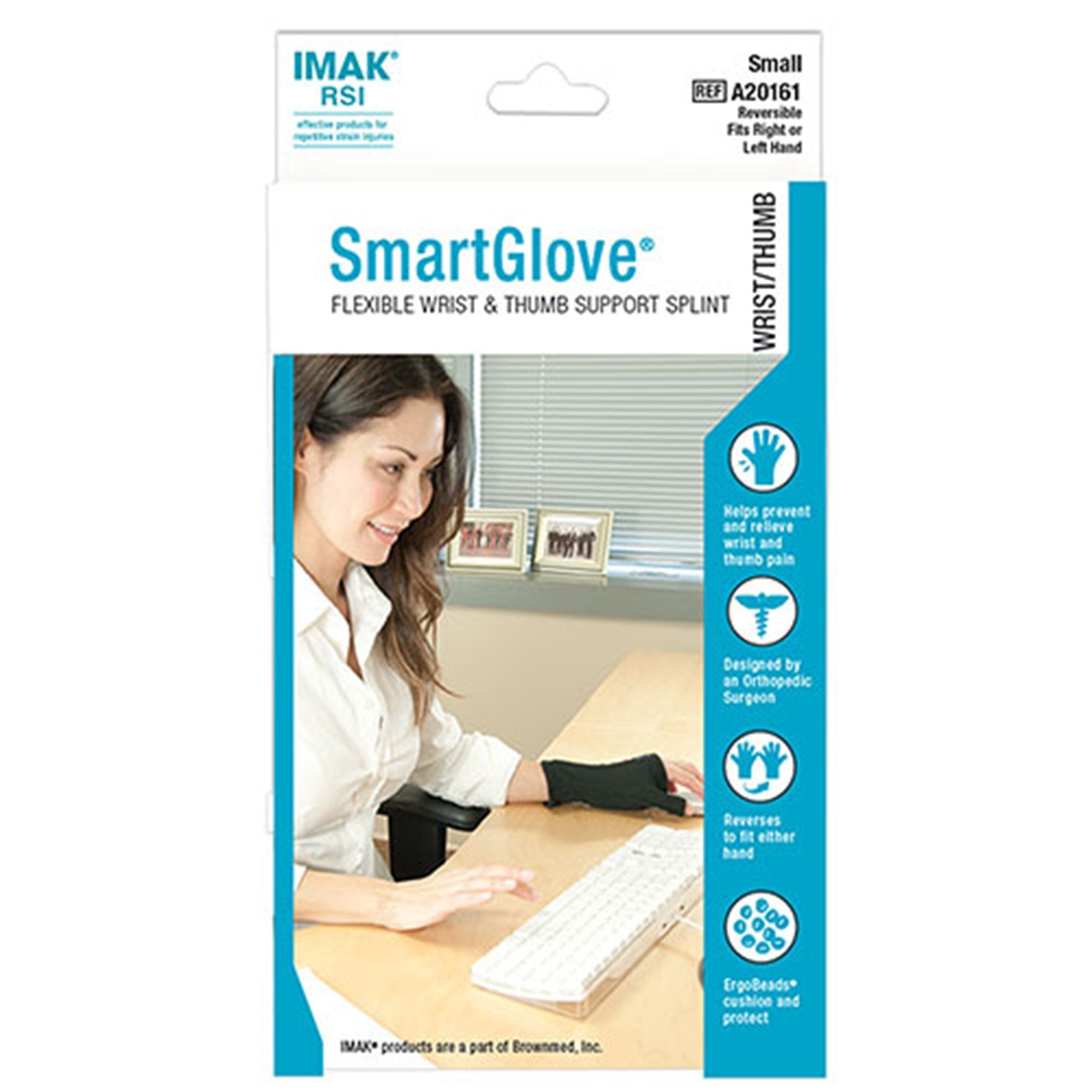 Brownmed - Wrist / Hand Support IMAK® RSI SmartGlove® with Thumb Support Cotton / Spandex Left or Right Hand Black Small [1/EA]