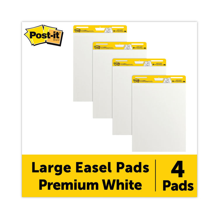 Post-it Easel Pads Super Sticky - Vertical-Orientation Self-Stick Easel Pad Value Pack, Unruled, 25 x 30, White, 30 Sheets, 4/Carton
