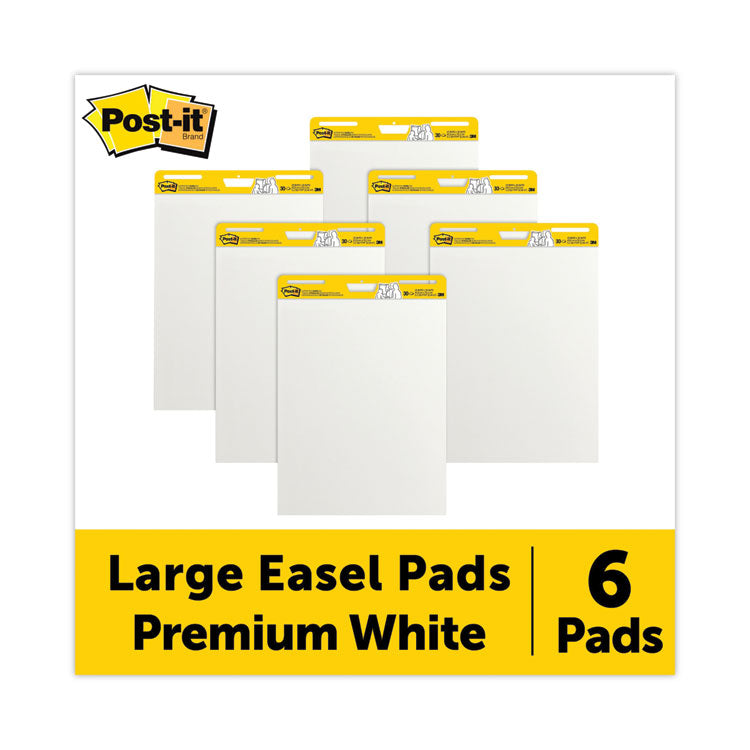 Post-it Easel Pads Super Sticky - Vertical-Orientation Self-Stick Easel Pad Value Pack, Unruled, 25 x 30, White, 30 Sheets, 6/Carton