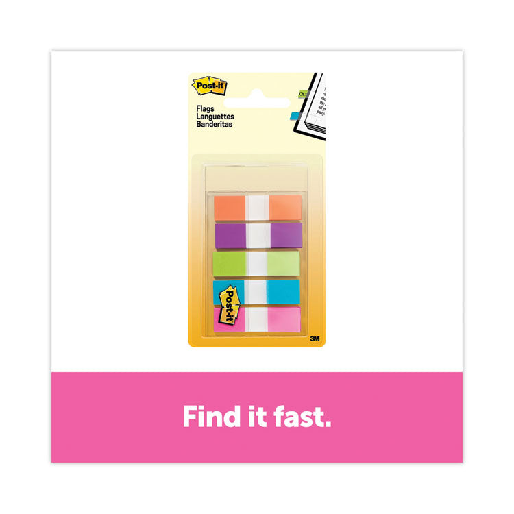 Post-it Flags - Page Flags in Portable Dispenser, Assorted Brights, 5 Dispensers, 20 Flags/Color