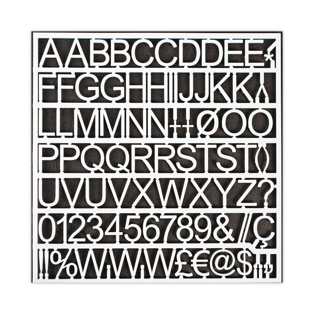 Set of Plastic Letter Board Letters, Numbers and Symbols, 1" Tall, White Characters, 270 Pieces