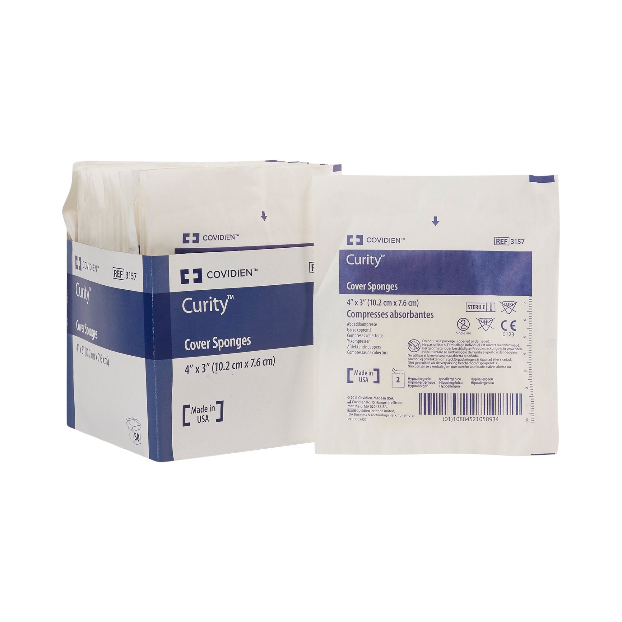 Cardinal - Cellulose Filled Nonwoven Sponge Curity™ 3 X 4 Inch 4-Ply Sterile 2 per Pack [25/TR]