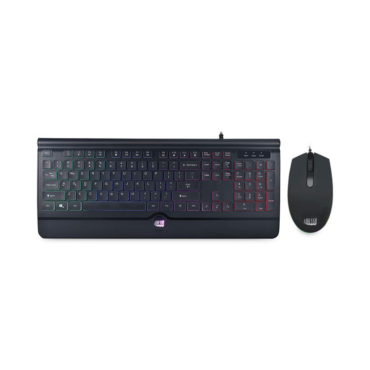 Adesso - Backlit Gaming Keyboard and Mouse Combo, USB, Black
