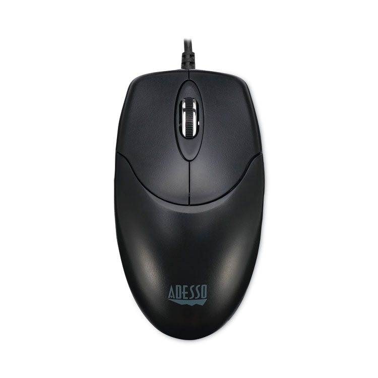 Adesso - Three-Button Desktop Optical Scroll USB Mouse, USB 2.0, Left/Right Hand Use, Black