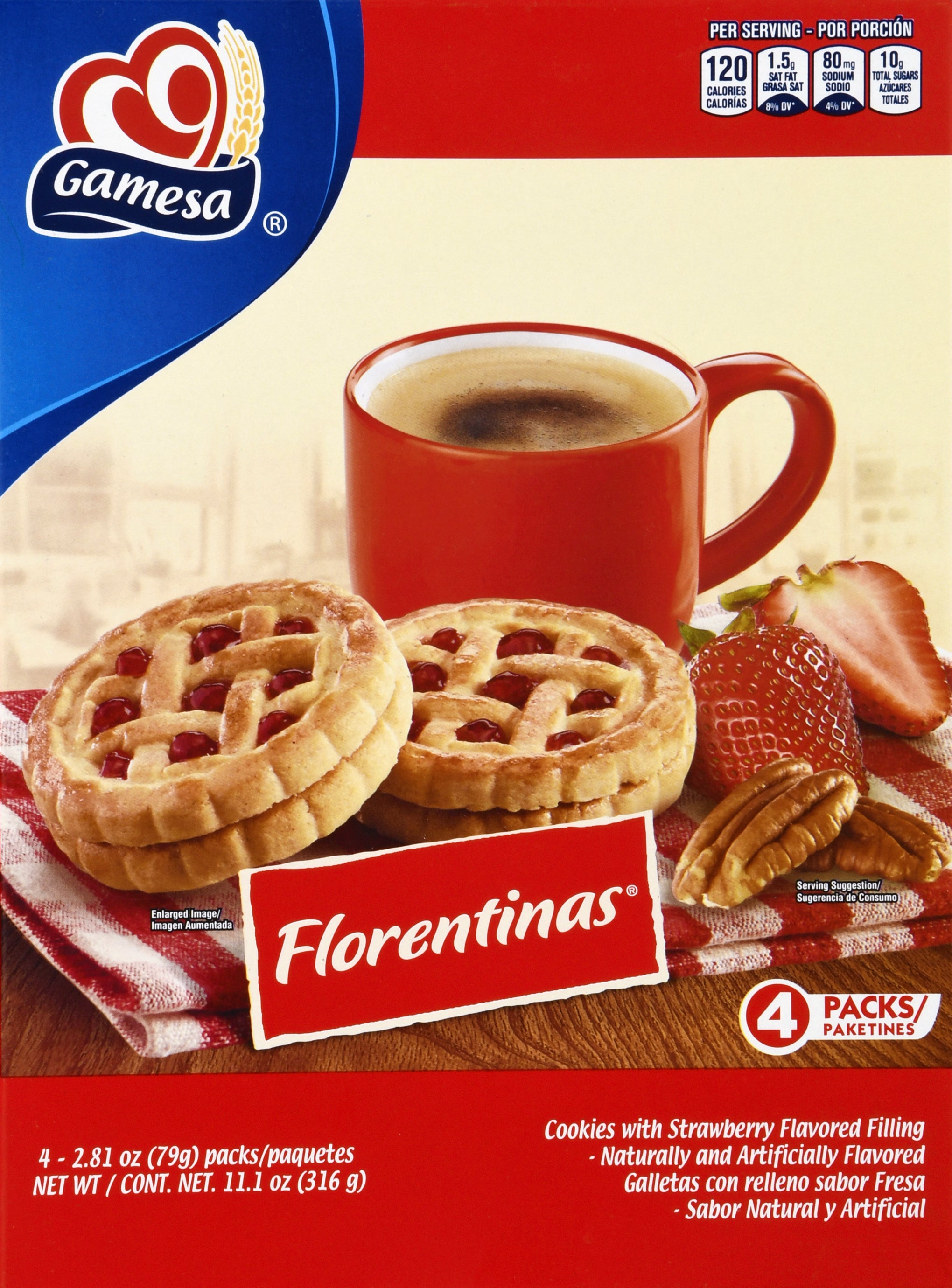 Gamesa 4 Packs Strawberry Flavored Florentinas 4 ea - Case of 12