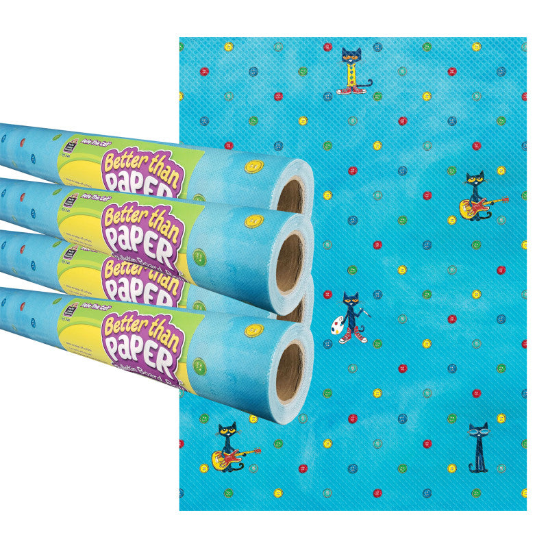 TEACHER CREATED RESOURCES - Pete the Cat Better Than Paper Bulletin Board Roll, 4' x 12', Pack of 4