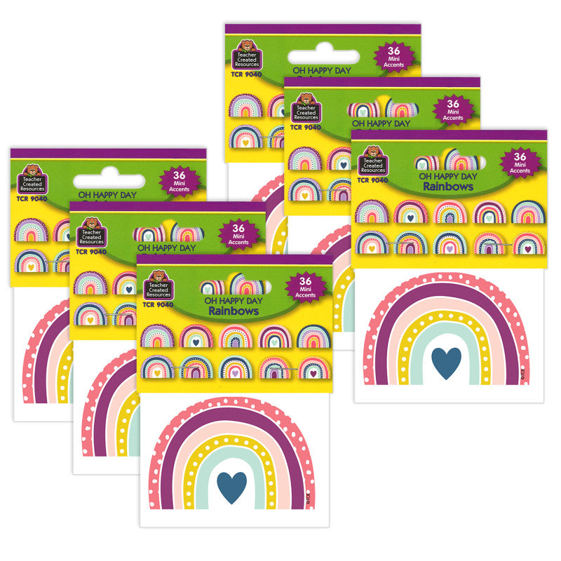 TEACHER CREATED RESOURCES - Oh Happy Day Rainbows Mini Accents, 36 Per Pack, 6 Packs