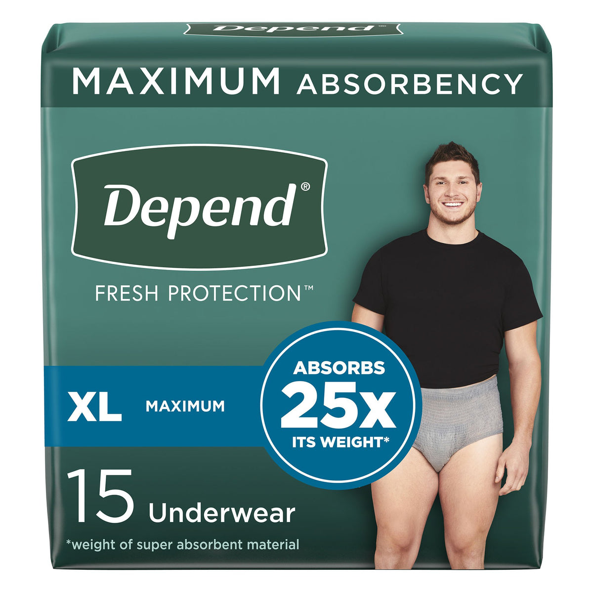 Kimberly Clark - Male Adult Absorbent Underwear Depend® Fresh Protection Waistband Style X-Large Disposable Heavy Absorbency [15/PK]